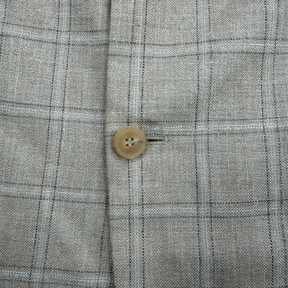 VTG Hugo Boss Sport Coat Mens 48R Beige Neiman Marcus Silk Linen Wool USA Made